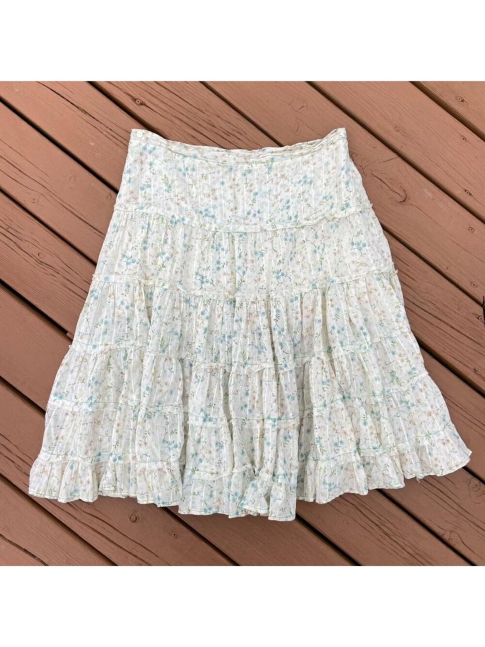 Vintage floral tiered maxi skirt